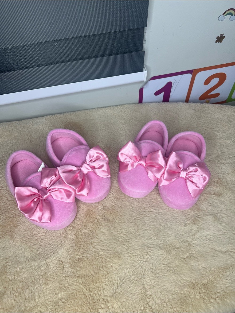 wonder nation Pink Bow Slip-On Kids Slippers for girls twins